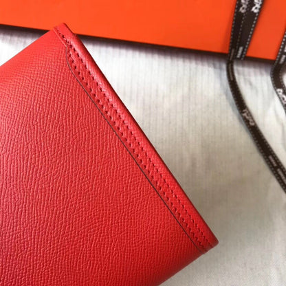 Pochette Hermès Jige Elan 29 en cuir Epsom rouge