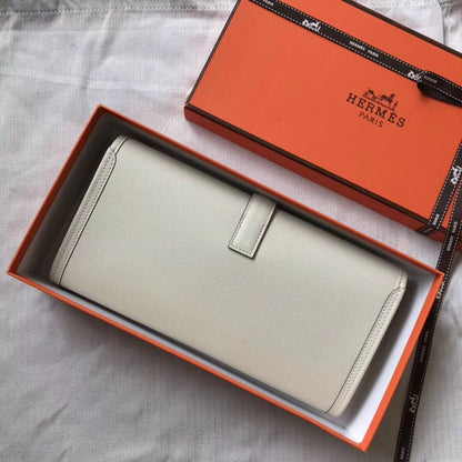 Pochette Hermès Jige Elan 29 en cuir Epsom blanc