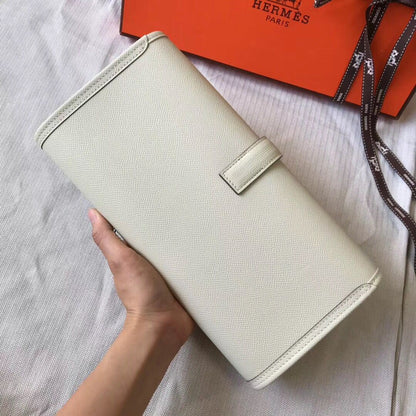 Pochette Hermès Jige Elan 29 en cuir Epsom blanc