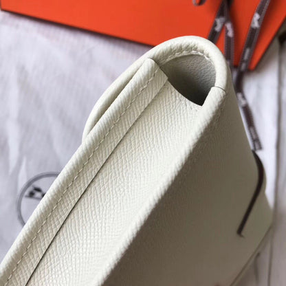 Pochette Hermès Jige Elan 29 en cuir Epsom blanc