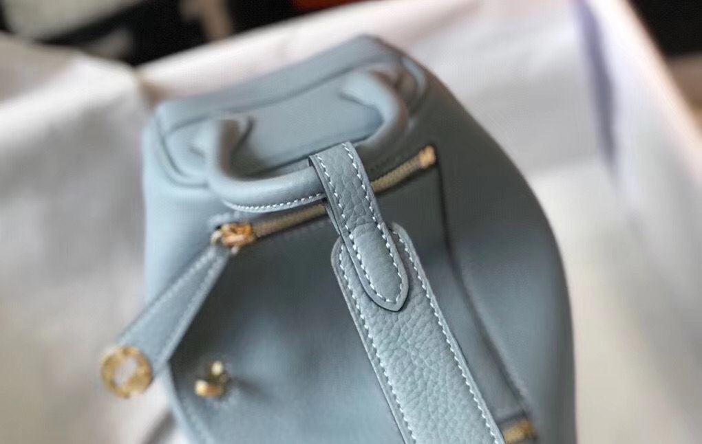 HM Mini Lindy 20 cm Bleu Lin Clémence Cuir