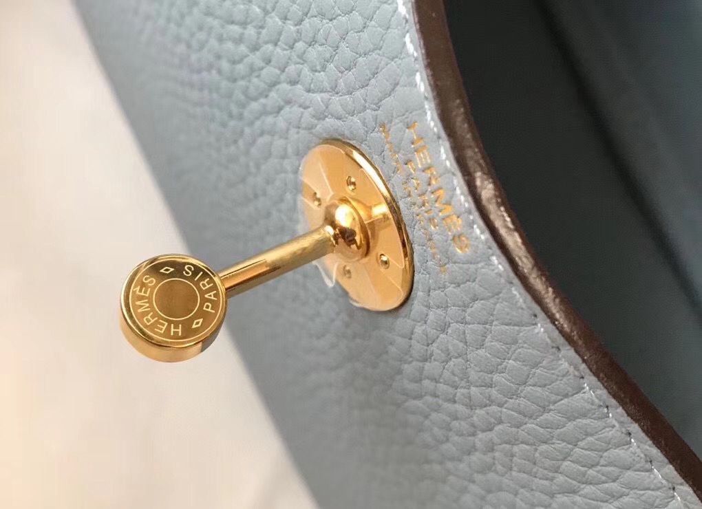HM Mini Lindy 20 cm Bleu Lin Clémence Cuir
