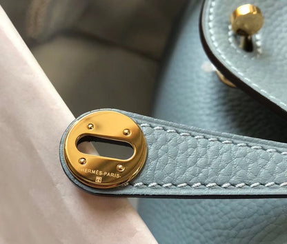 HM Mini Lindy 20 cm Bleu Lin Clémence Cuir