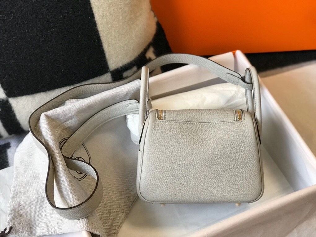 HM Mini Lindy 20 cm Cuir Clémence Gris Perle
