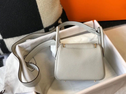 HM Mini Lindy 20 cm Cuir Clémence Gris Perle