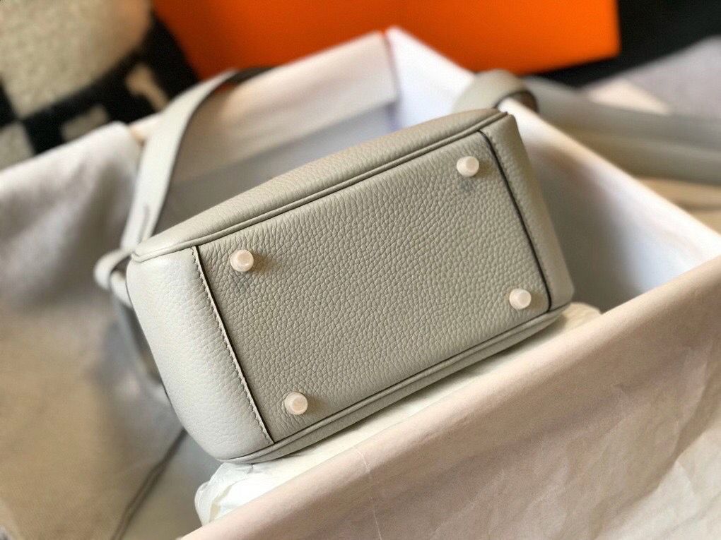 HM Mini Lindy 20 cm Cuir Clémence Gris Perle