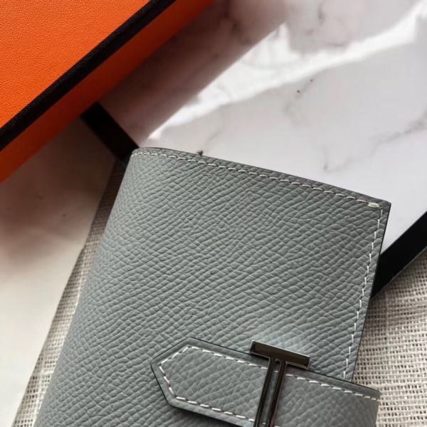 Mini portefeuille HM Bearn 10 cm en cuir Epsom bleu