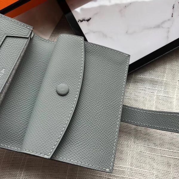 Mini portefeuille HM Bearn 10 cm en cuir Epsom bleu