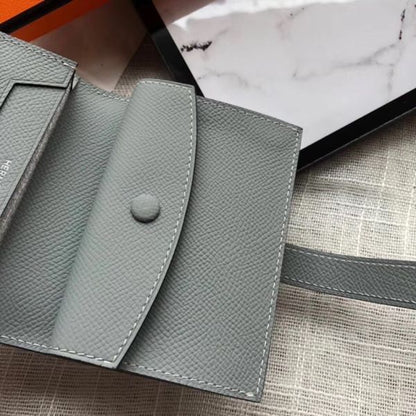 Mini portefeuille HM Bearn 10 cm en cuir Epsom bleu