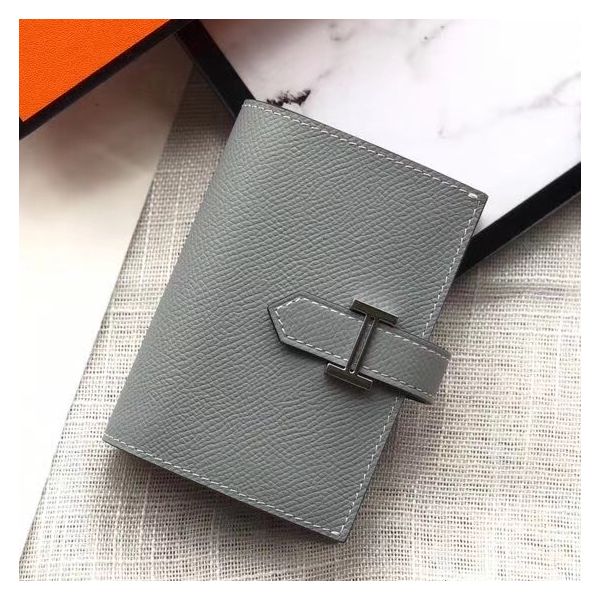 Mini portefeuille HM Bearn 10 cm en cuir Epsom bleu
