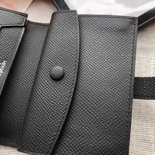 Mini portefeuille HM Bearn 10 cm en cuir Epsom noir