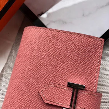 Mini portefeuille HM Bearn 10 cm en cuir Epsom rose confetti