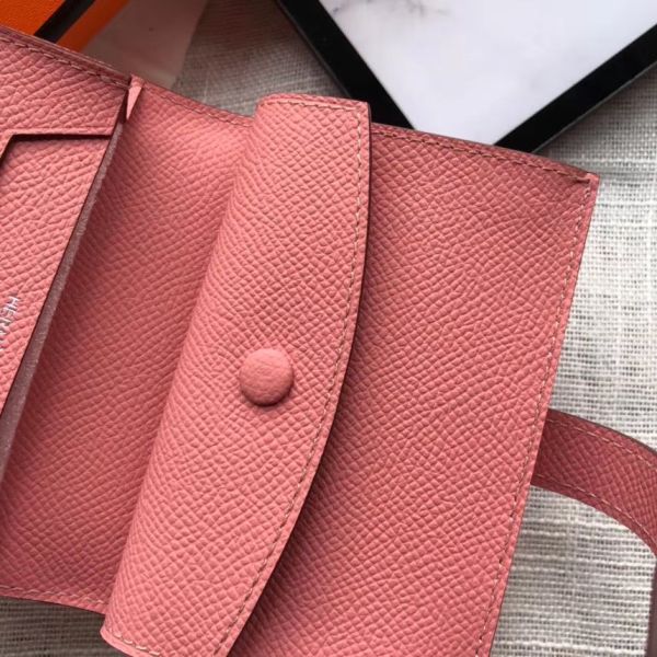 Mini portefeuille HM Bearn 10 cm en cuir Epsom rose confetti