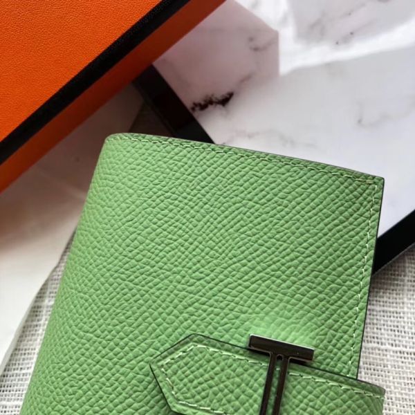 Mini Portefeuille HM Bearn 10cm En Cuir Epsom Vert Criquet