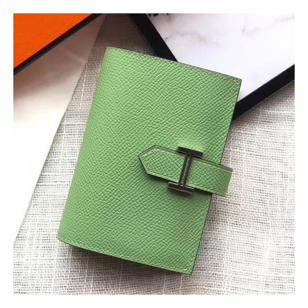 Mini Portefeuille HM Bearn 10cm En Cuir Epsom Vert Criquet
