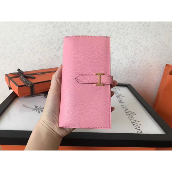 Portefeuille à soufflet HM Pink Epsom Bearn 17,5