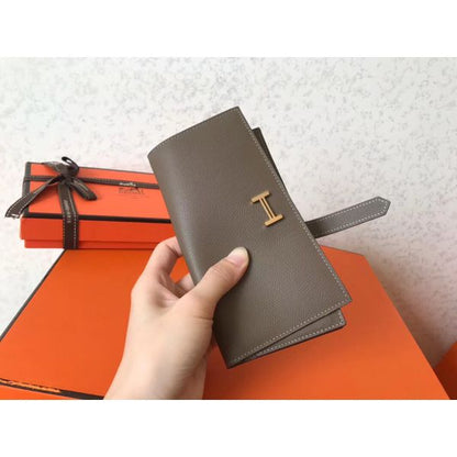 Portefeuille à soufflet HM Taupe Epsom Bearn 17,5