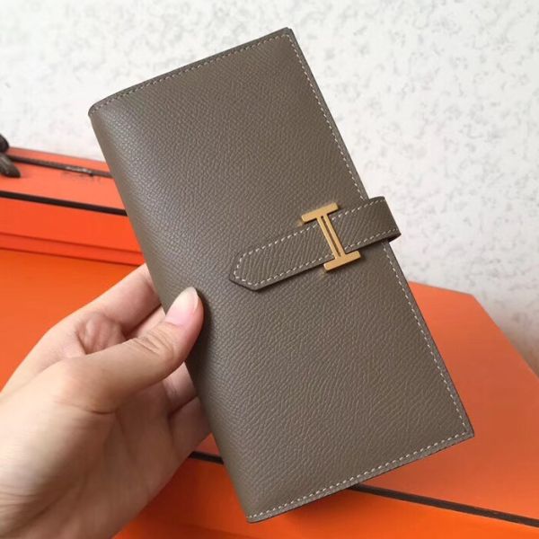 Portefeuille à soufflet HM Taupe Epsom Bearn 17,5