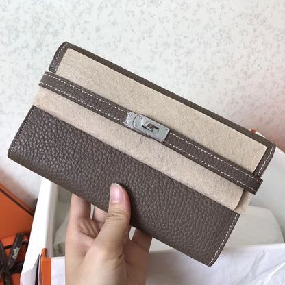 ケリーロングウォレット 20cm エトゥープ クレメントレザー