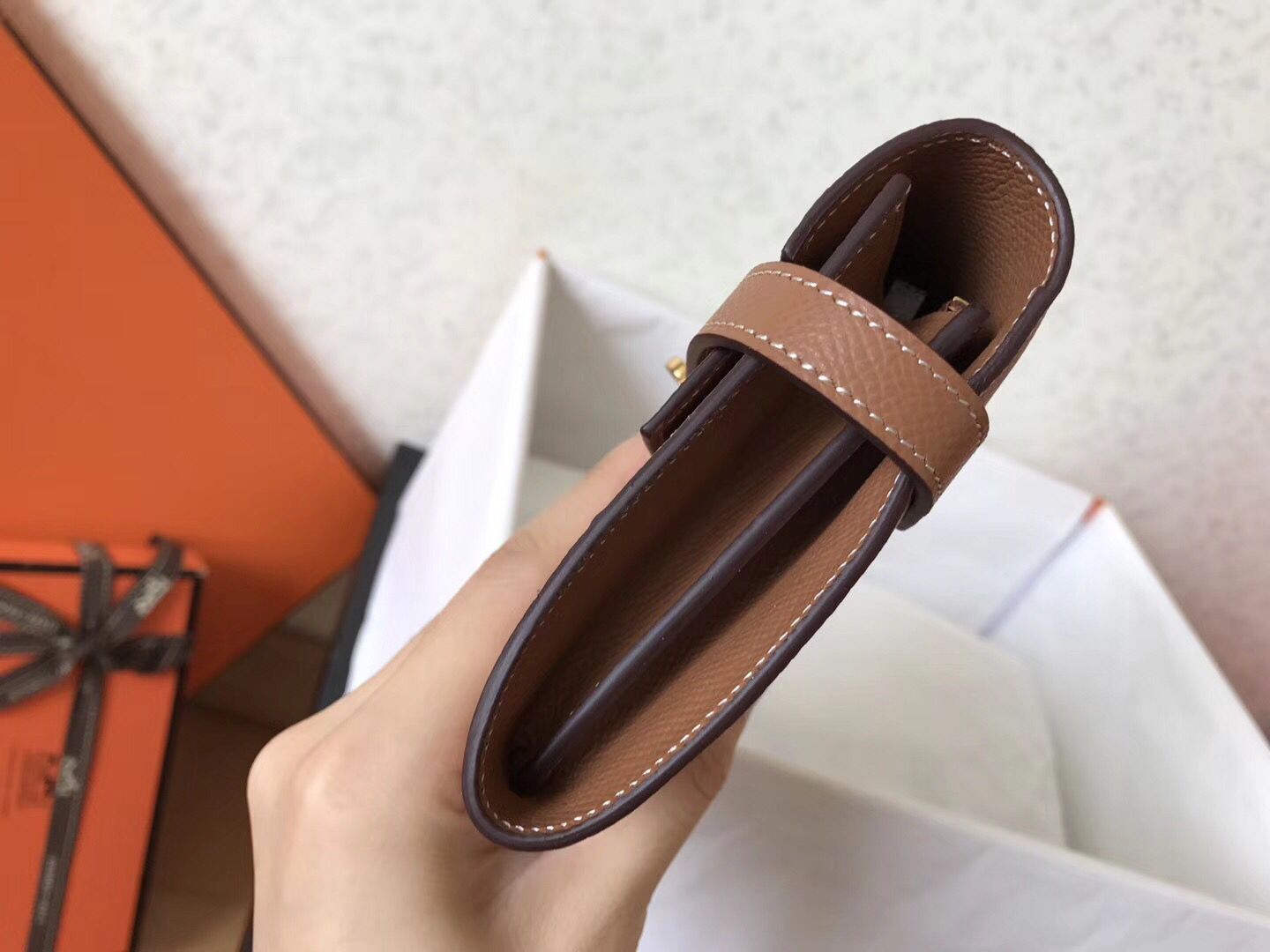 ケリーロングウォレット 20cm ブラウン エプソムレザー