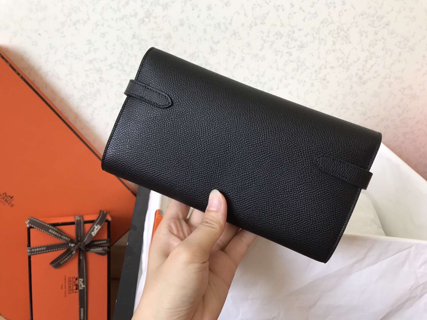 ケリーロングウォレット 20cm ブラックエプソムレザー