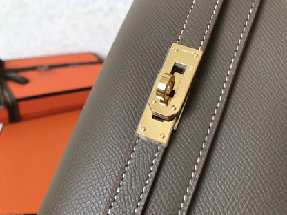 Portefeuille long Kelly 20 cm en cuir Epsom taupe