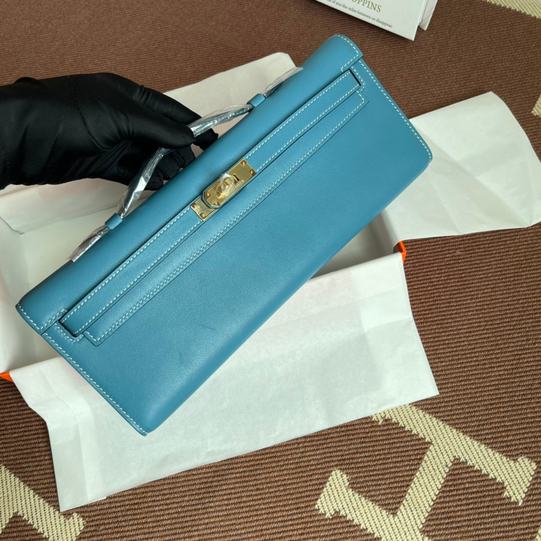 HM ケリーカット 31cm ライトブルー スウィフトレザー Ghw