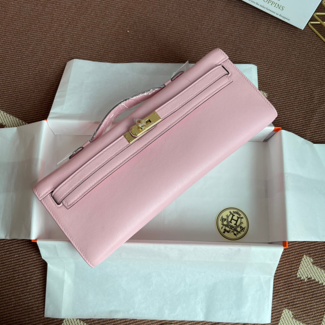 HM ケリーカット 31cm フラミンゴ スウィフト レザー グレー