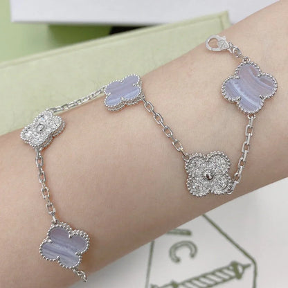 CLOVER 5 MOTIF PURPLE CHALCEDONY BRACELET COLLECTION