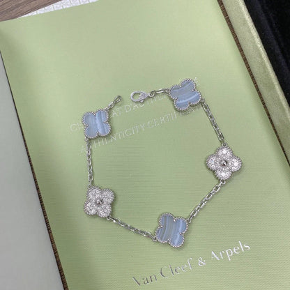 CLOVER 5 MOTIF PURPLE CHALCEDONY BRACELET COLLECTION
