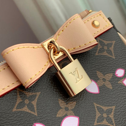 Pochette Accessoires LV x TM 22 cm en toile monogrammée Sakura marron cerisier en fleurs