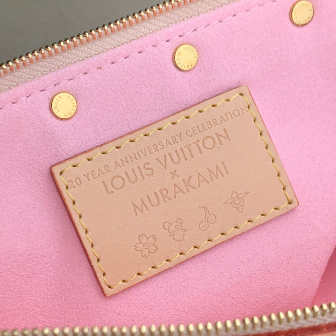 Pochette Accessoires LV x TM 22 cm en toile monogrammée Sakura marron cerisier en fleurs