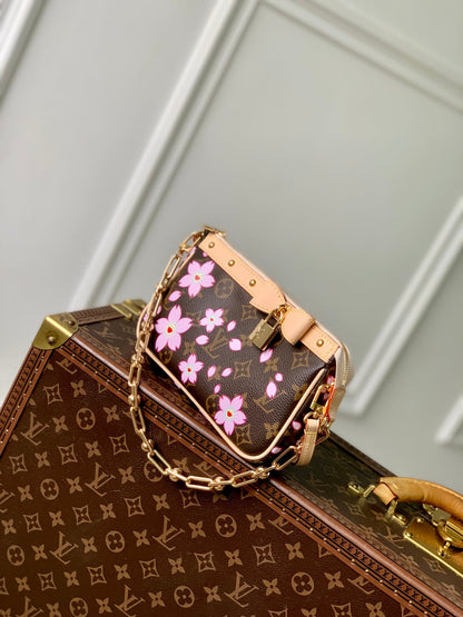 Pochette Accessoires LV x TM 22 cm en toile monogrammée Sakura marron cerisier en fleurs