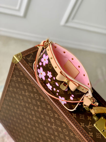 Pochette Accessoires LV x TM 22 cm en toile monogrammée Sakura marron cerisier en fleurs