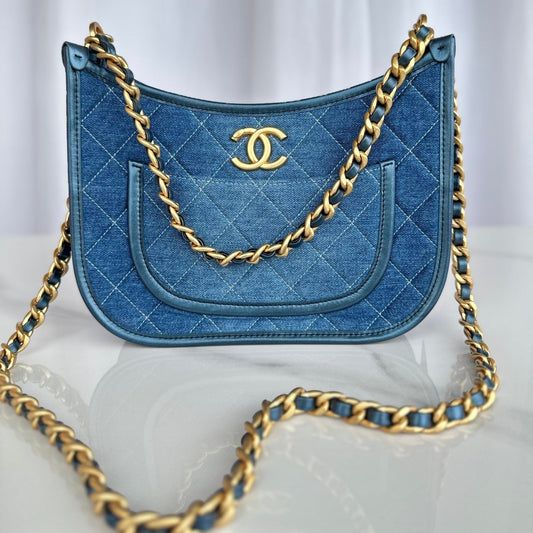 SAC À MAIN HOBO CC 25 EN DENIM BLEU CLAIR