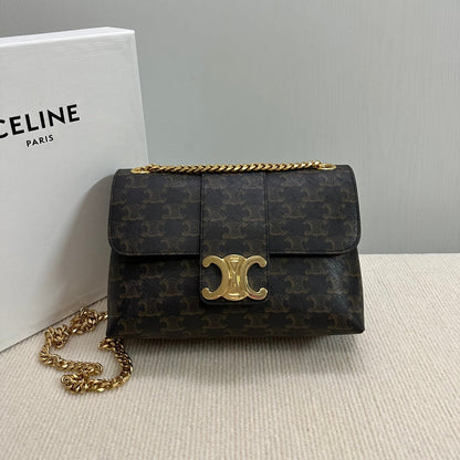 SAC VICTOIRE MOYEN 25 EN TOILE TRIOMPHE NOIRE, QUINCAILLERIE DORÉ