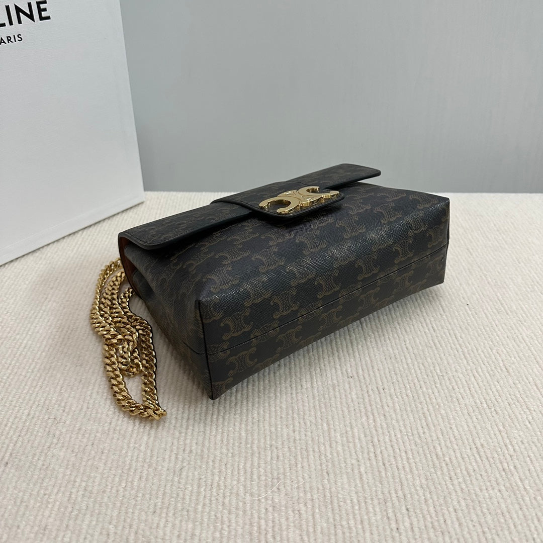 SAC VICTOIRE MOYEN 25 EN TOILE TRIOMPHE NOIRE, QUINCAILLERIE DORÉ