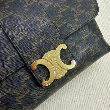 SAC VICTOIRE MOYEN 25 EN TOILE TRIOMPHE NOIRE, QUINCAILLERIE DORÉ