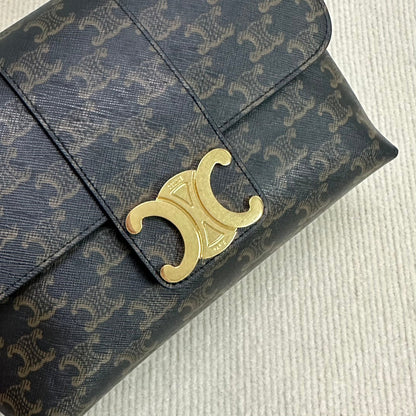 SAC VICTOIRE MOYEN 25 EN TOILE TRIOMPHE NOIRE, QUINCAILLERIE DORÉ