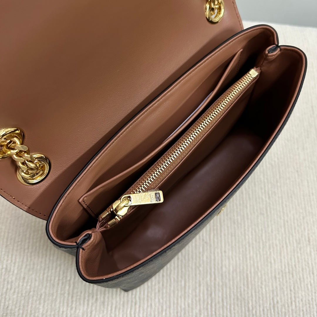SAC VICTOIRE MOYEN 25 EN TOILE TRIOMPHE NOIRE, QUINCAILLERIE DORÉ