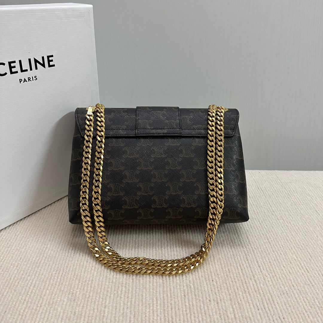 SAC VICTOIRE MOYEN 25 EN TOILE TRIOMPHE NOIRE, QUINCAILLERIE DORÉ