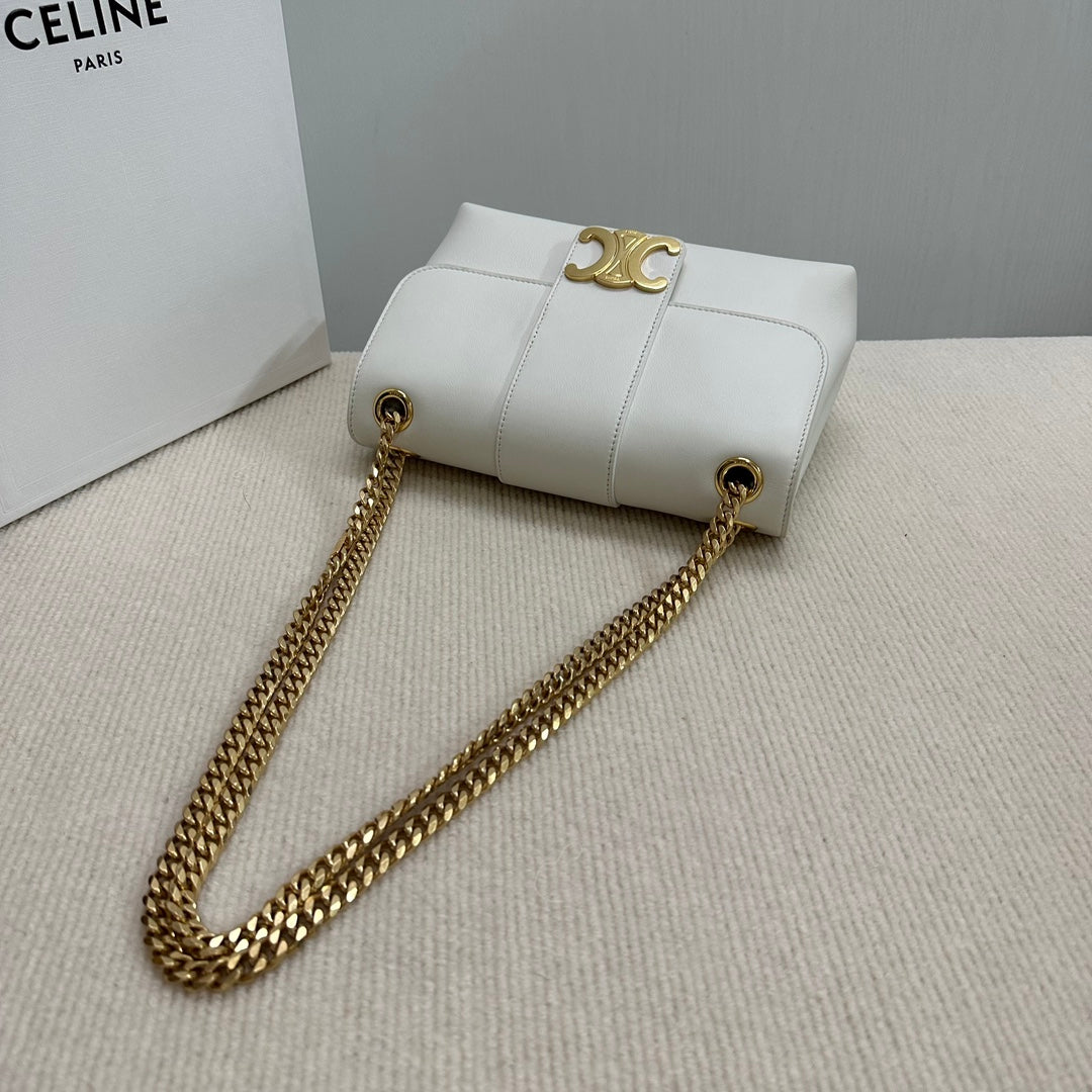 ミディアム ヴィクトワール バッグ 25インチ ホワイト しなやかなカーフスキン ゴールド金具