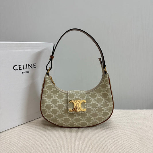 SAC AVA MOYEN 23 EN TOILE TRIOMPHE BEIGE LOGO DORÉ
