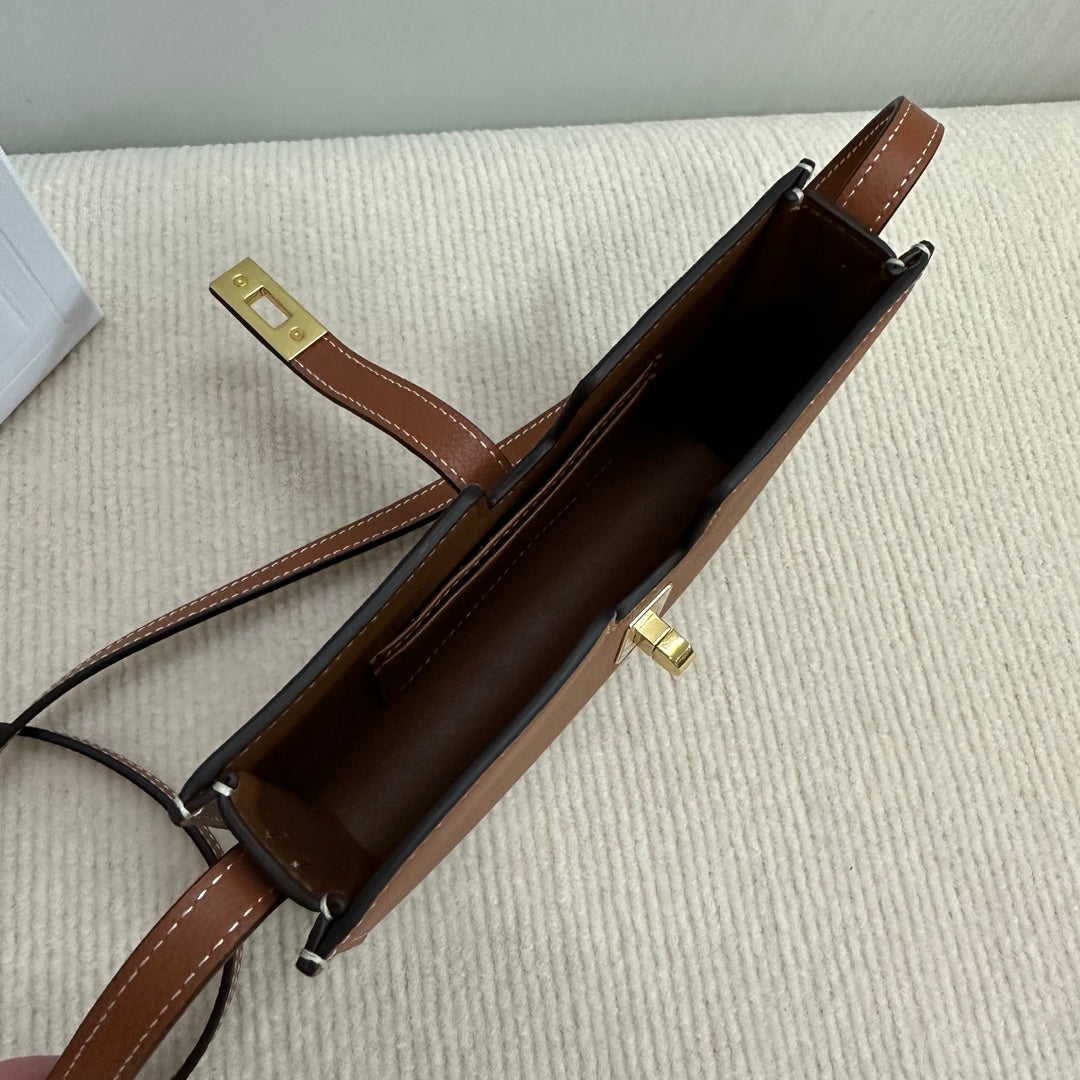 16インチ ストラップ ポシェット 18インチ ブロンズオレンジ サプルカーフスキン ゴールド金具