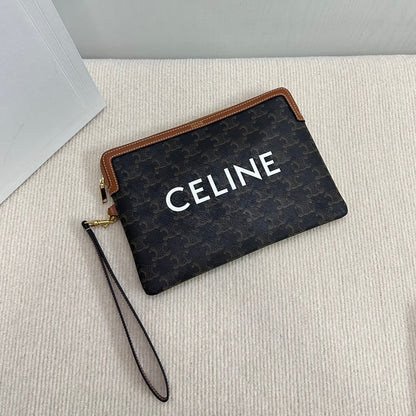 PETITE POCHETTE 25 EN TOILE TRIOMPHE NOIRE ET CUIR DE VEAU MARRON IMPRIMÉ CELINE