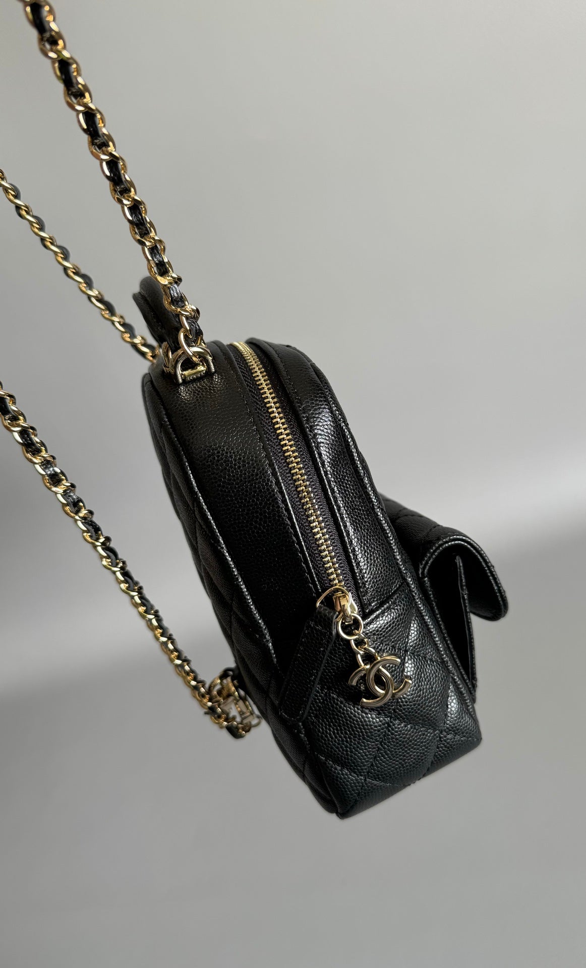 Sac à dos CC MINI 18 noir caviar clair matériel doré