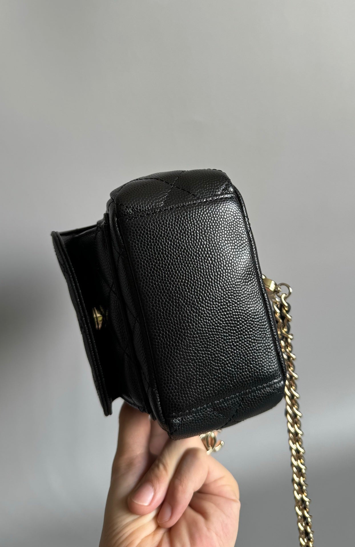 Sac à dos CC MINI 18 noir caviar clair matériel doré