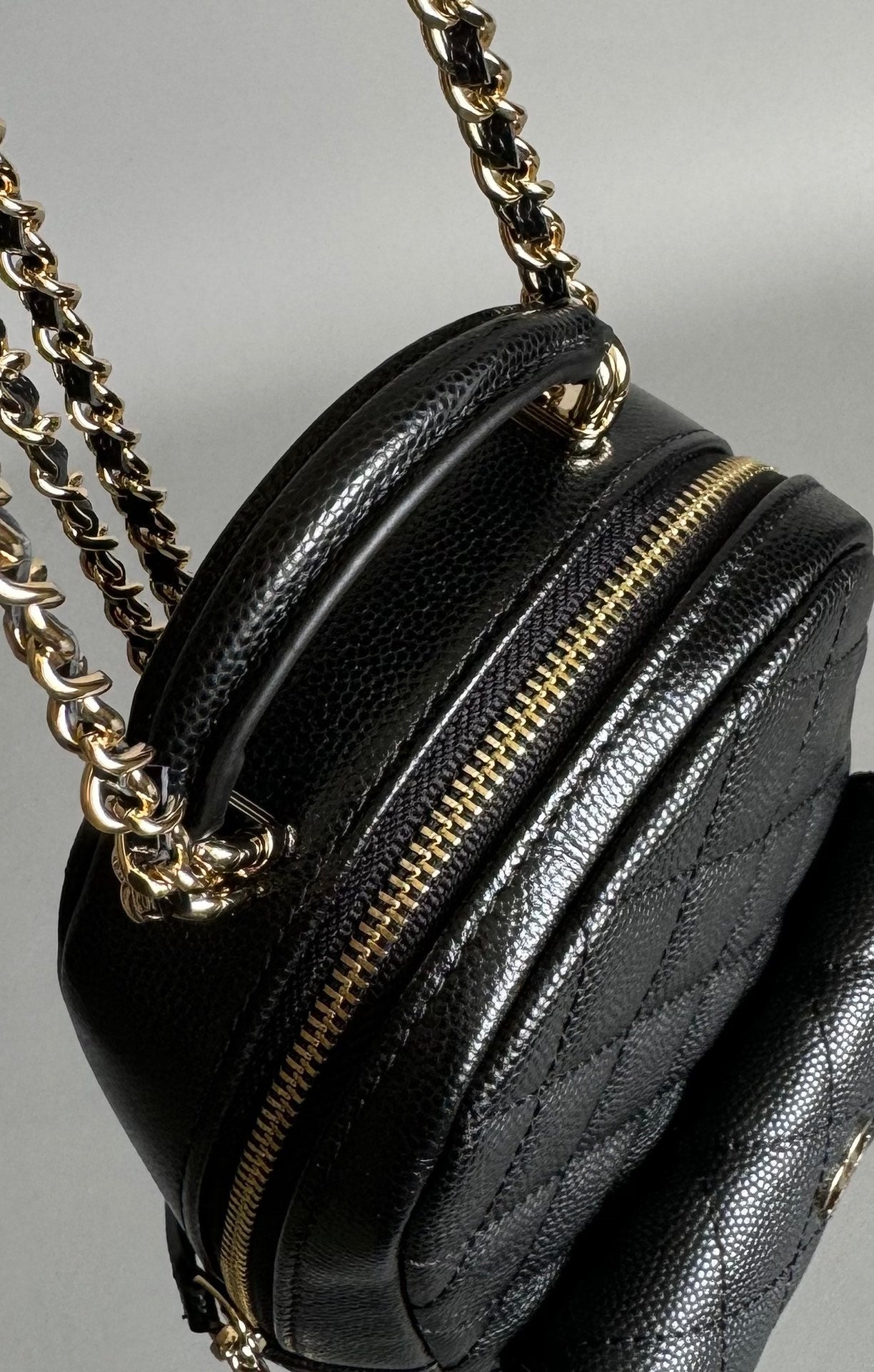 Sac à dos CC MINI 18 noir caviar clair matériel doré