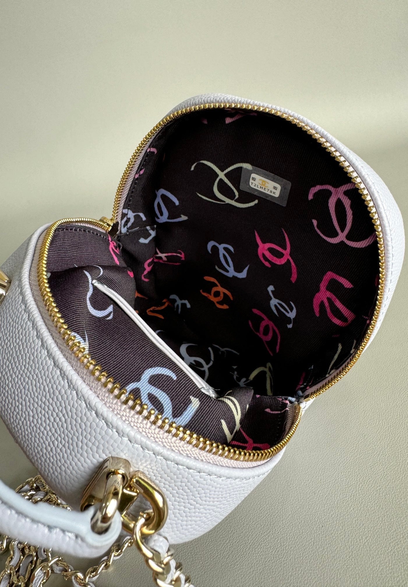 Sac à dos CC MINI 18 blanc caviar clair matériel doré