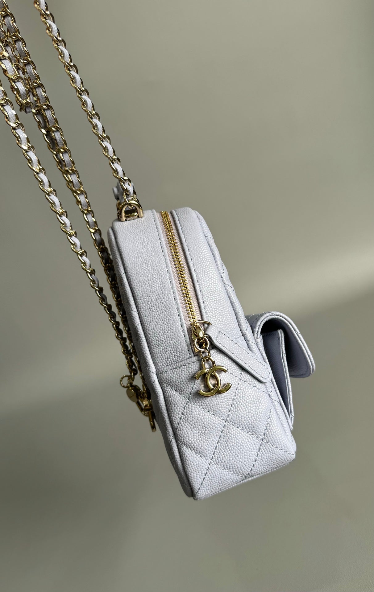 Sac à dos CC MINI 18 blanc caviar clair matériel doré